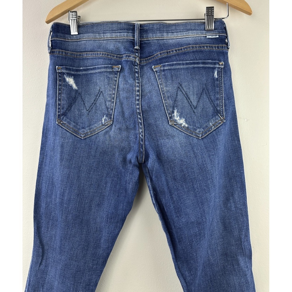 MOTHER The Vamp Distressed Jeans Rough It Up Wash Blue Denim Mid Rise Skinny 28 - Picture 10 of 14